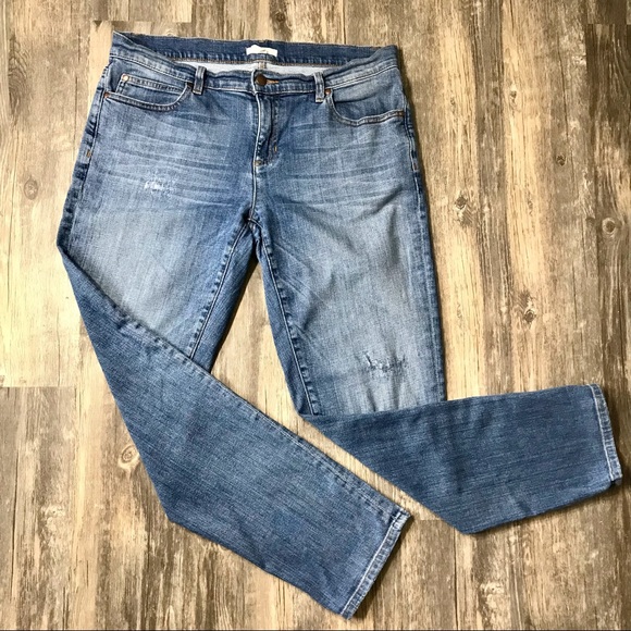 Eileen Fisher Classic Straight Leg Distressed Denim Jeans Size 6, runs large - Picture 1 of 14